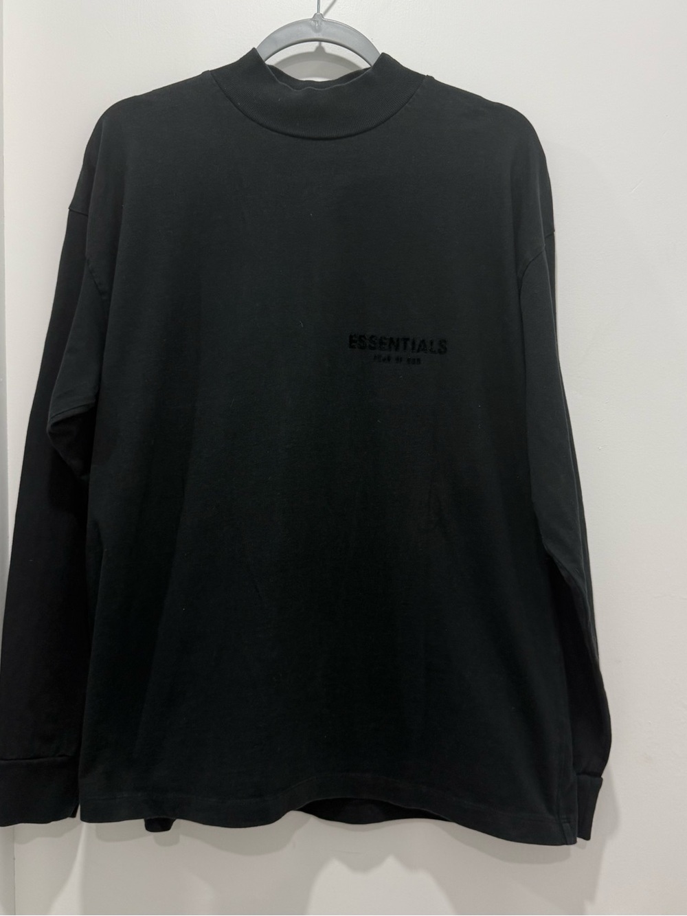 Fear of God ESSENTIALS Mock Neck Long Sleeve Tee Black XS 100% Cotton